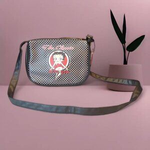 Betty Boop Polka‎ Dot Shoulder Bag Black Faux Leather Cartoon Handbag